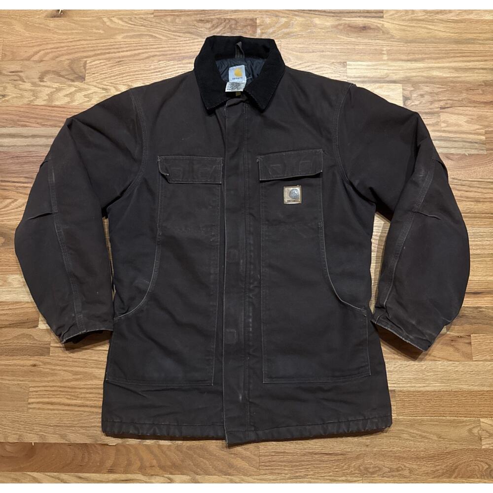 Carhartt C26 DKB Brown Arctic Coat Mens Medium Tall Faded Work Jacket